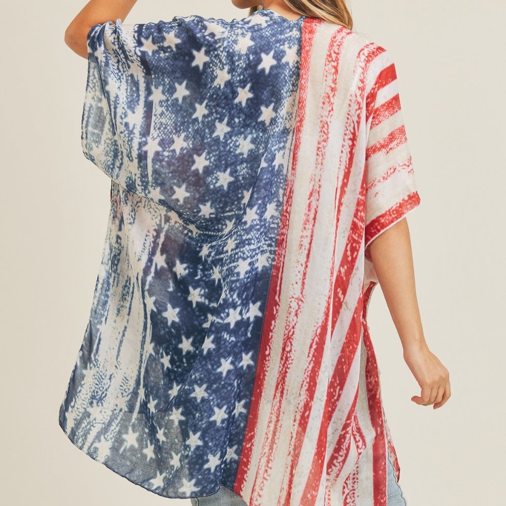 NWT INTAGE AMERICAN FLAG KIMONO - Picture 5 of 5